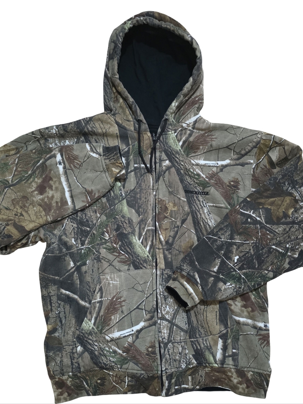 Vintage Winchester Realtree Camo Reversible Zip Up Hoodie Med Camouflage Hunting